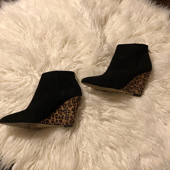 Ava & Aiden Black & Leopard Wedge Booties - Picture 6 of 14